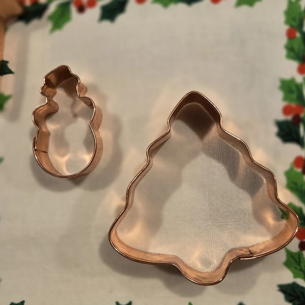 Lot of 6 Copper Cookie Cutters Christmas Tree Star Gingerbread Snowman